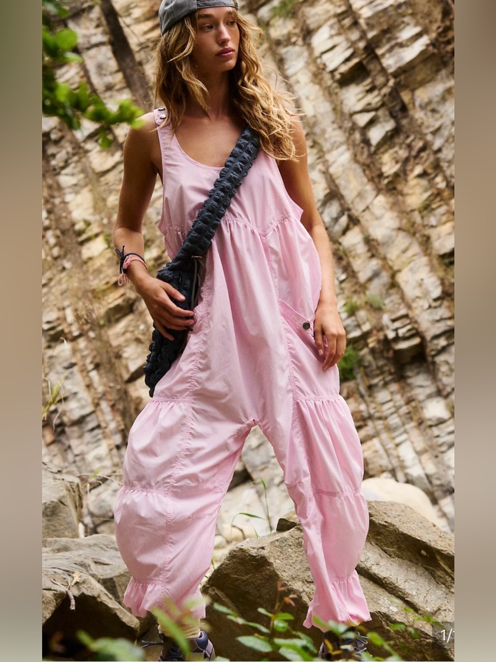 FREE PEOPLE FP MOVEMENT PINK SET ME FREE NYLON ONE PIECE JUMPSUIT SZ S - Picture 1 of 11
